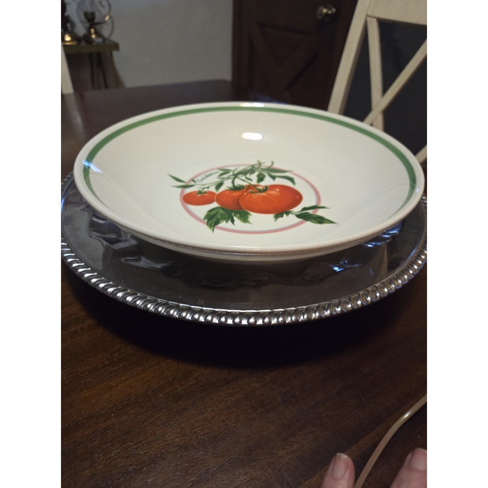vintage Himark "Esculentum" ceramic pasta bowl made in Italy, featuring a tomato